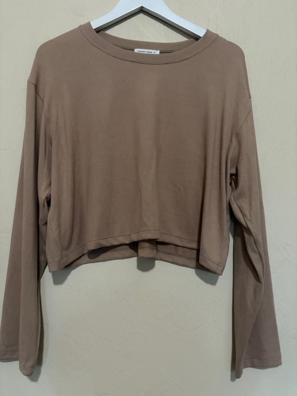 Wasabi + Mint Taupe Cropped Long-Sleeve Shirt. Super Soft. Never Worn! NWOT!
